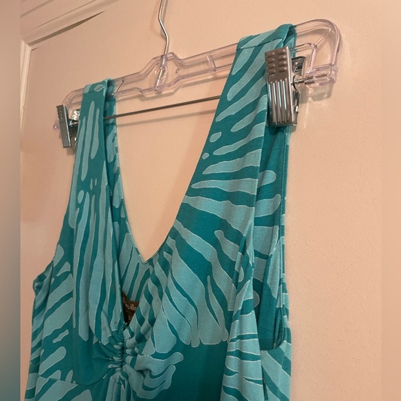 Tommy Bahama Sleeveless V Neck Key Hole Blue Patterned Maxi Sundress Size Small - Picture 6 of 11